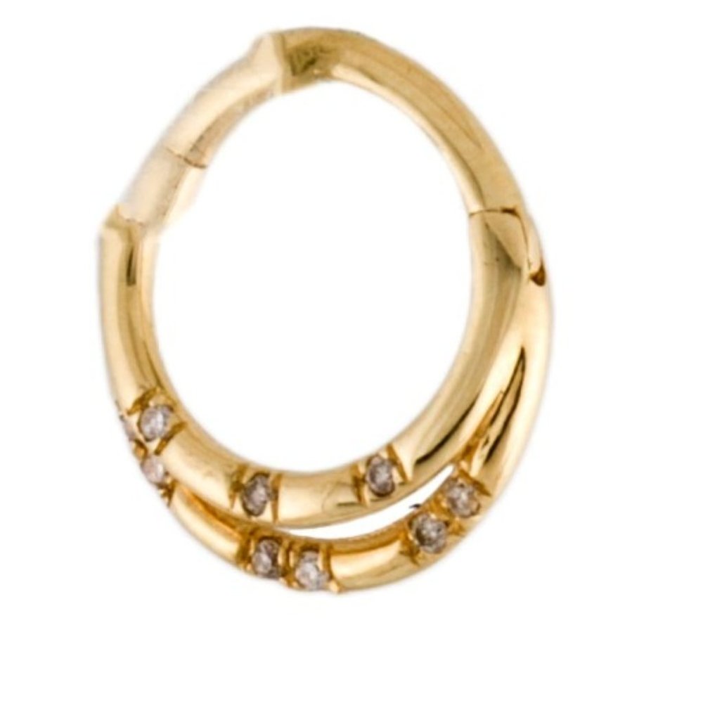 14K YELLOW GOLD DIAMOND DOUBLE HOOP SINGLE EARRING